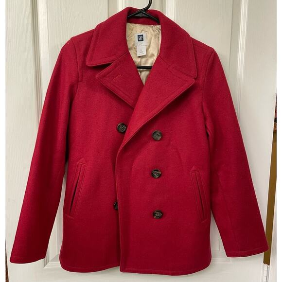 GAP XS Wool red blazer doubled breasted Peacoat classic coat - Picture 3 of 9